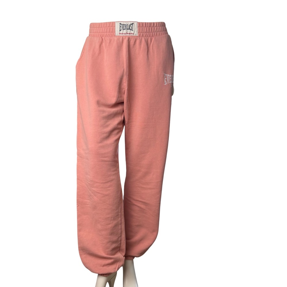 Zara Everlast Sweatpants Logo Patch Coral Pink Blokette Joggers Athleisure M
